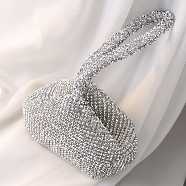 Sparkling Rhinestone Triangle Evening Clutch with Knotted Handle