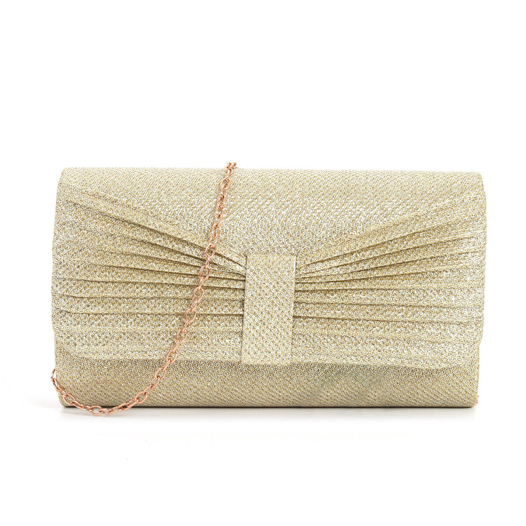 Shimmering Envelope Party Purse Prom Clutch with Detachable Chain
