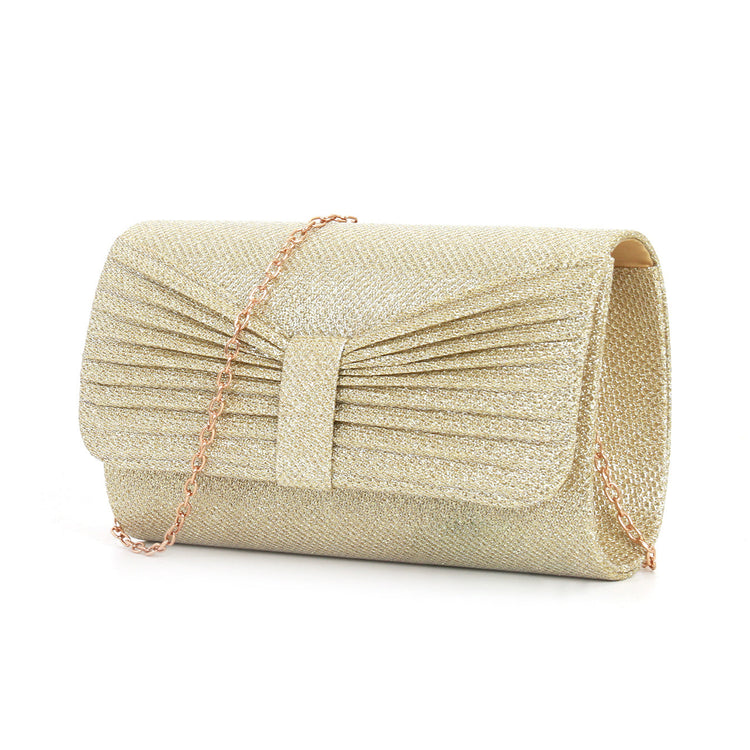 Shimmering Envelope Party Purse Prom Clutch with Detachable Chain