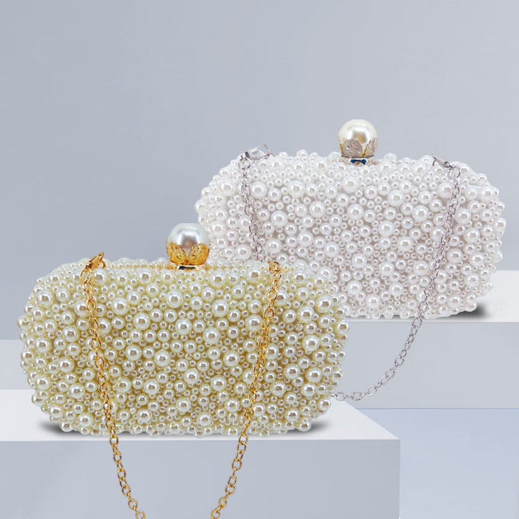 Vintage Faux Pearl Minaudiere Bridal Party Purse