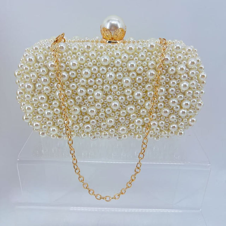 Vintage Faux Pearl Minaudiere Bridal Party Purse