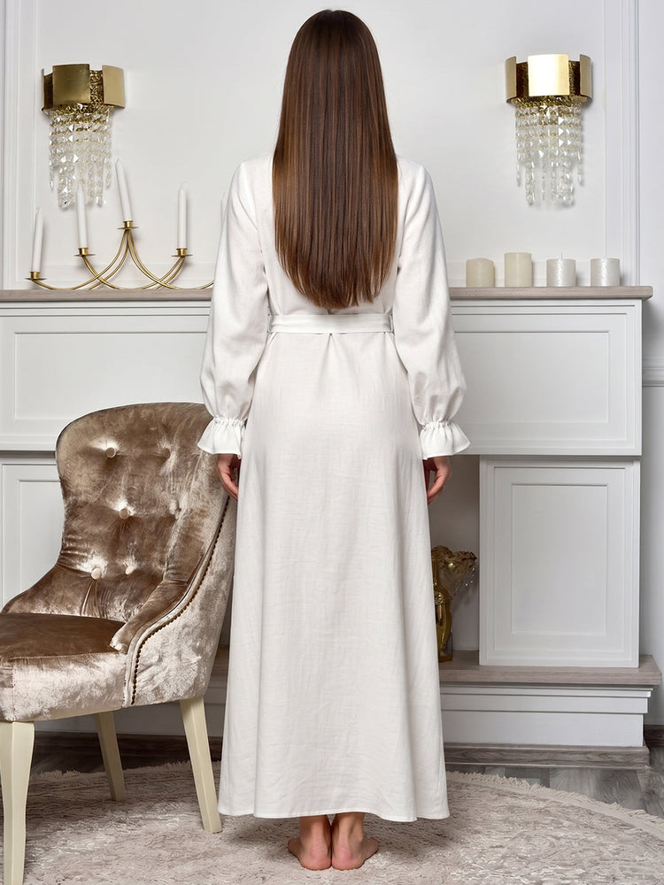Blend Bridal Robe Puff Long Sleeve Wrap Robe Wedding Getting Ready Robe