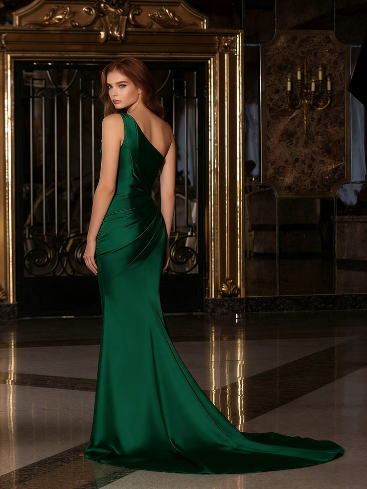 Satin One Shoulder Evening Dresses for Formal Party