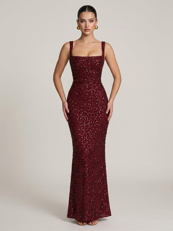 Sparkly Sequin Mermaid Maxi Evening Party Gown