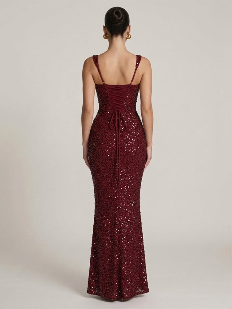 Sparkly Sequin Mermaid Maxi Evening Party Gown