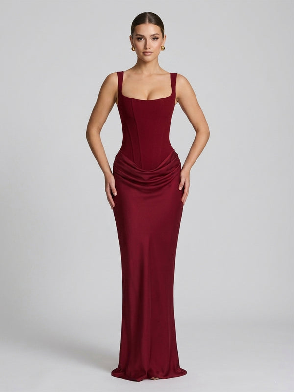 Satin Maxi Evening Party Gown for Women