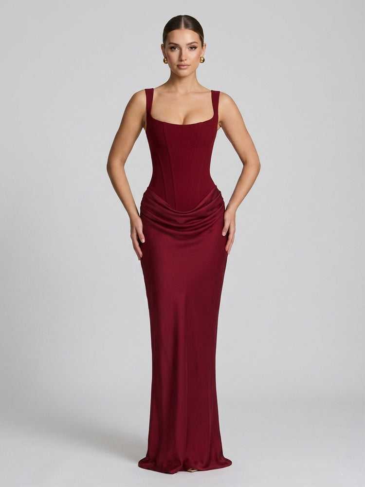 Satin Maxi Evening Party Gown for Women